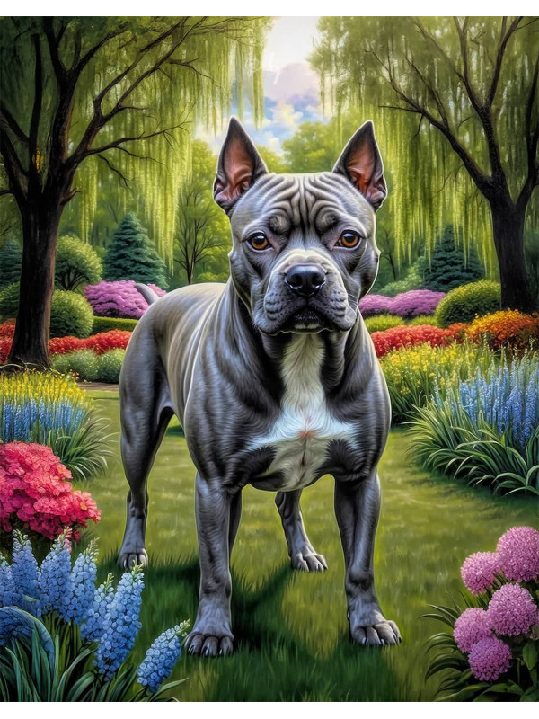 Staffordshire Terrier Dog and Puppy Portrait Paintings