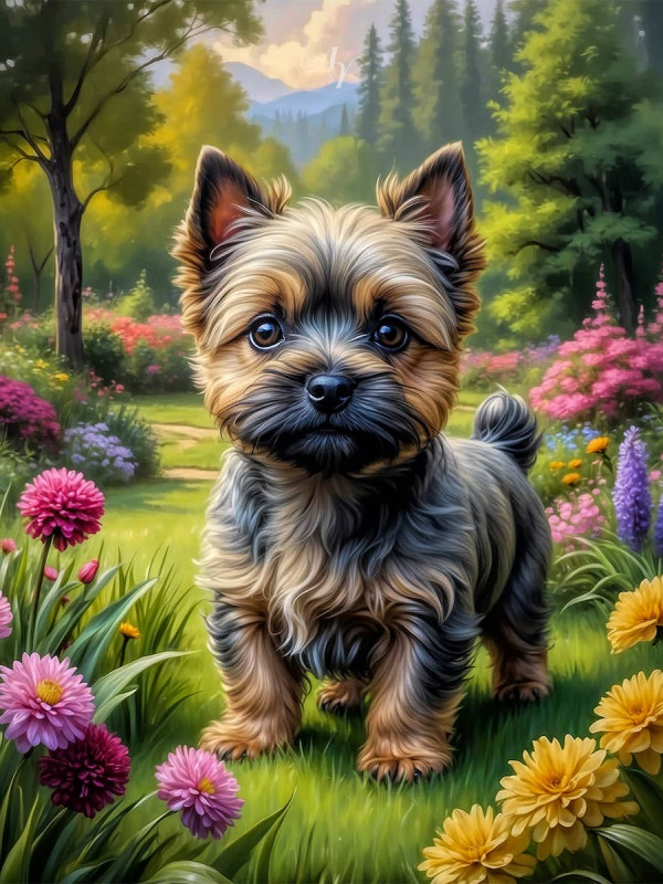 Cairn Terrier Puppy Portrait Paintings