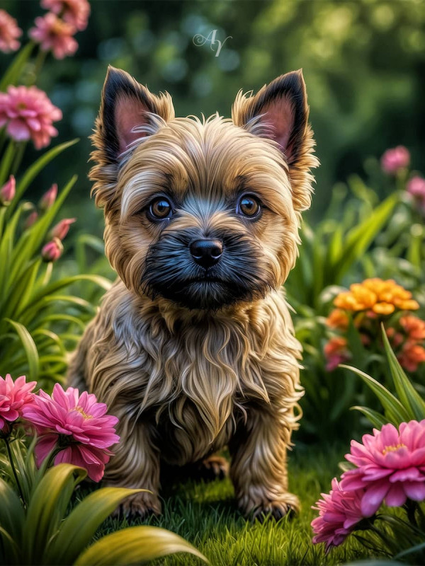 Cairn Terrier Puppy Portrait Paintings