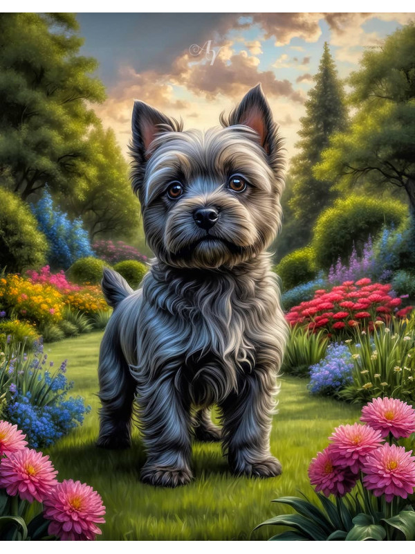 Cairn Terrier Puppy Portrait Paintings
