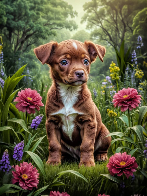 Australian Cattle Dog Puppy Portrait Paintings