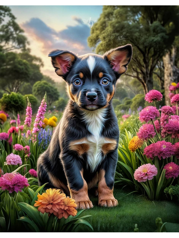 Australian Cattle Dog Puppy Portrait Paintings