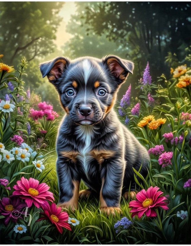 Australian Cattle Dog Puppy Portrait Paintings