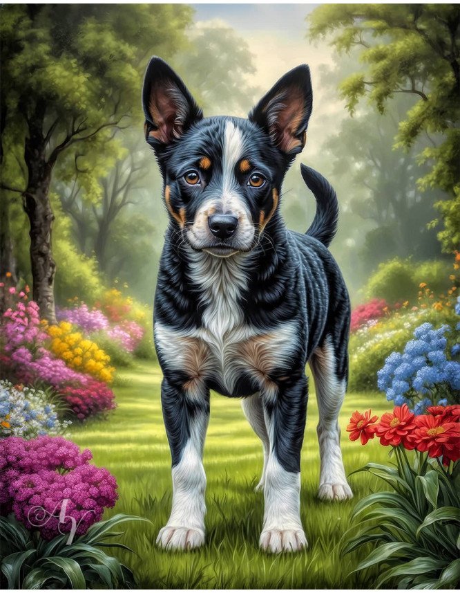 Australian Cattle Dog Puppy Portrait Paintings