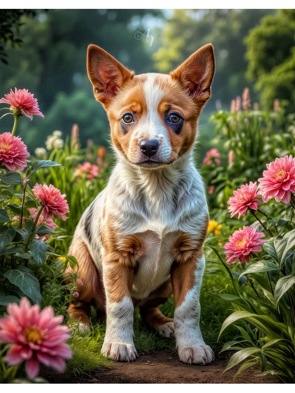 Australian Cattle Dog Puppy Portrait Paintings