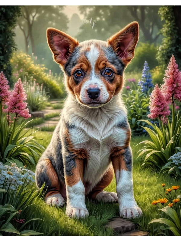 Australian Cattle Dog Puppy Portrait Paintings
