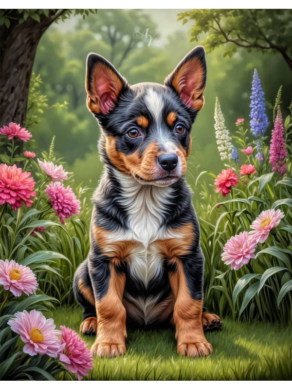 Australian Cattle Dog Puppy Portrait Paintings