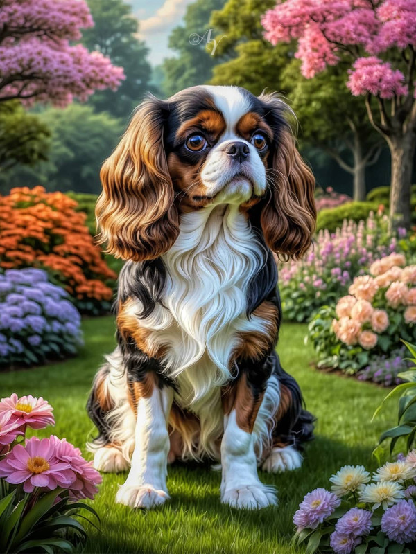 Cavalier King Charles Spaniel Dog Portrait Paintings