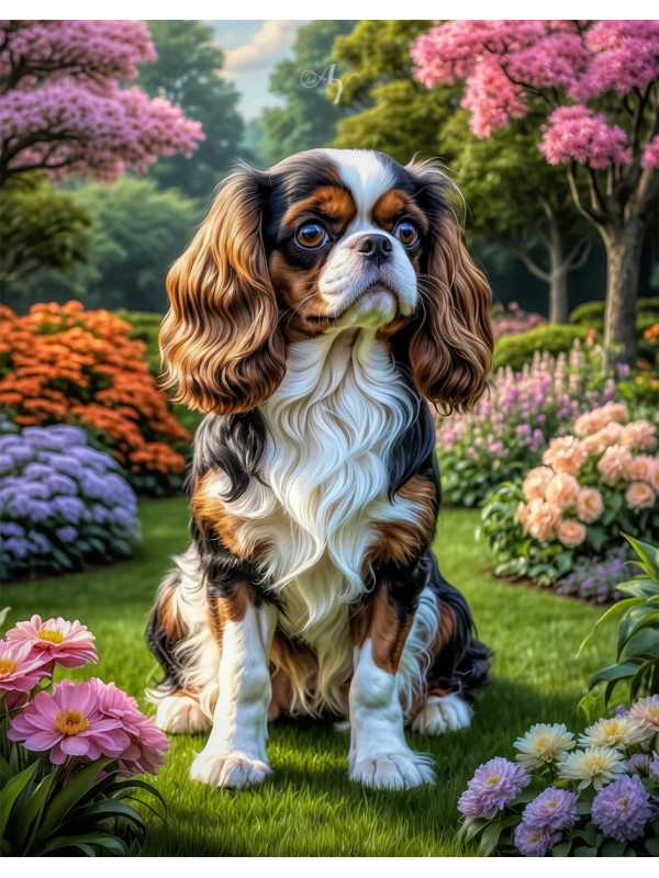 Cavalier King Charles Spaniel Dog Portrait Paintings