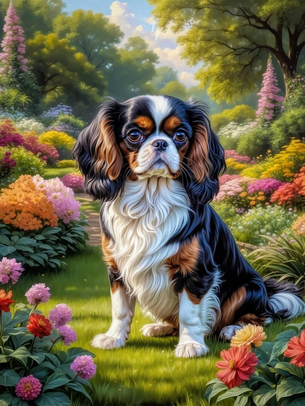 Cavalier King Charles Spaniel Dog Portrait Paintings