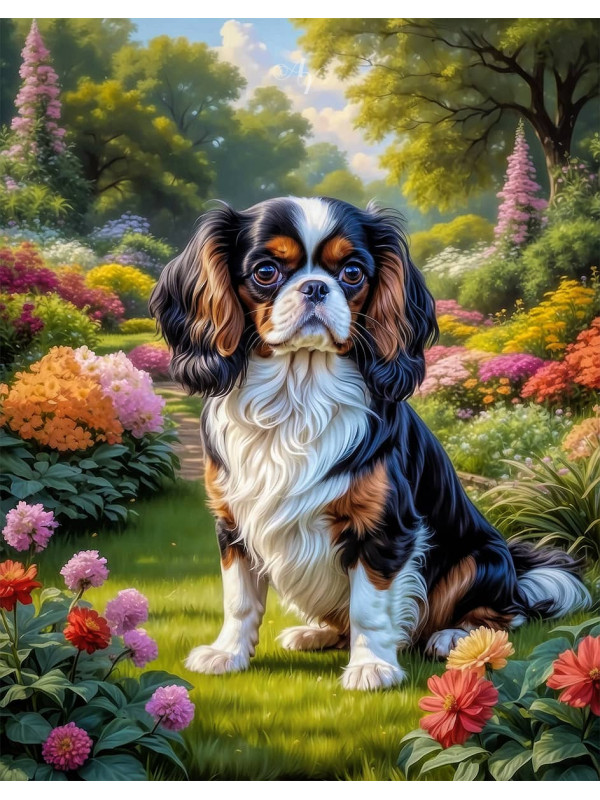 Cavalier King Charles Spaniel Dog Portrait Paintings