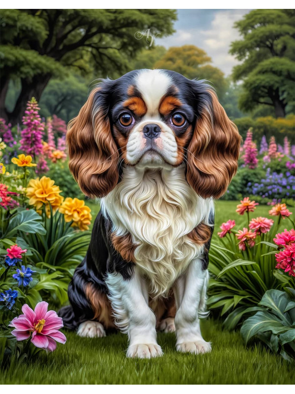 Cavalier King Charles Spaniel Dog Portrait Paintings