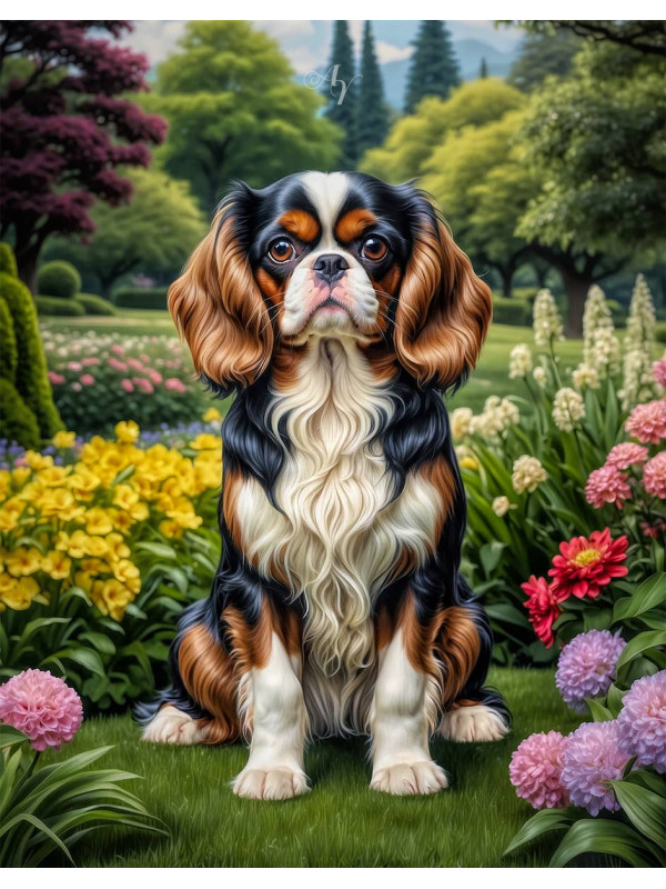Cavalier King Charles Spaniel Dog Portrait Paintings