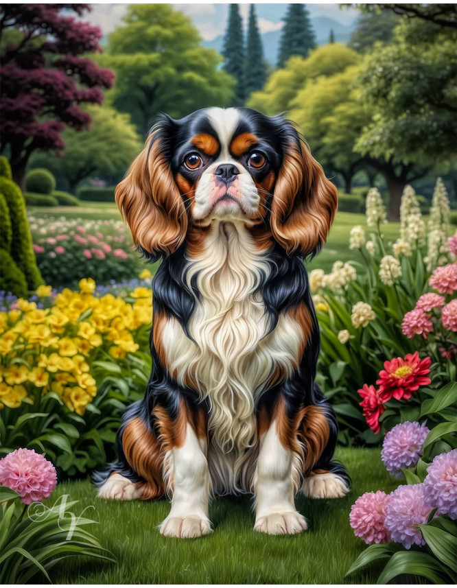 Cavalier King Charles Spaniel Dog Portrait Paintings