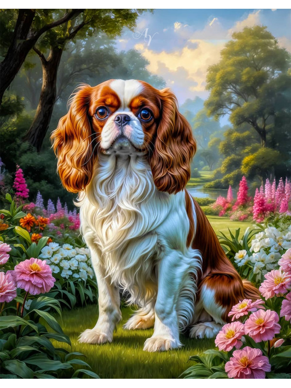 Cavalier King Charles Spaniel Dog Portrait Paintings