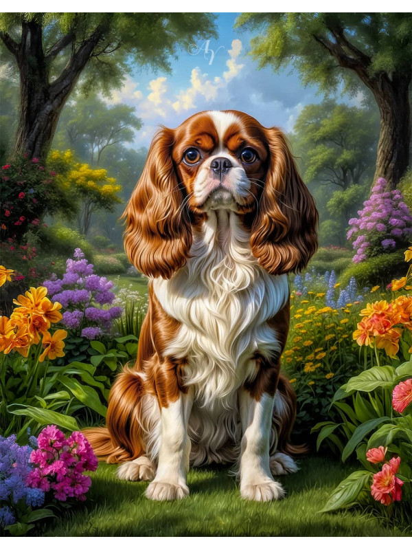 Cavalier King Charles Spaniel Dog Portrait Paintings