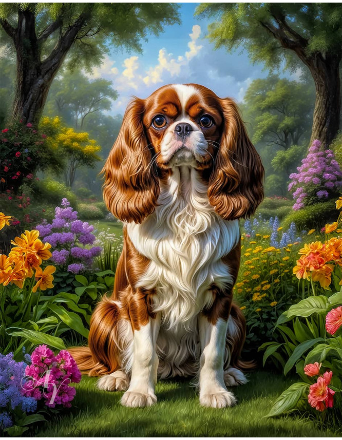 Cavalier King Charles Spaniel Dog Portrait Paintings