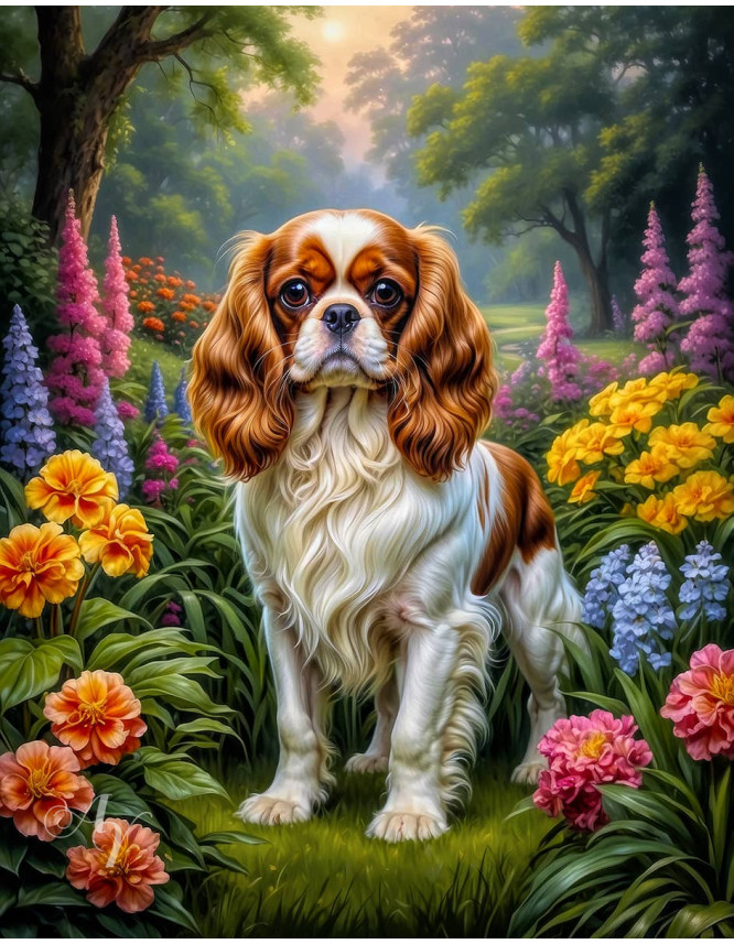 Cavalier King Charles Spaniel Dog Portrait Paintings