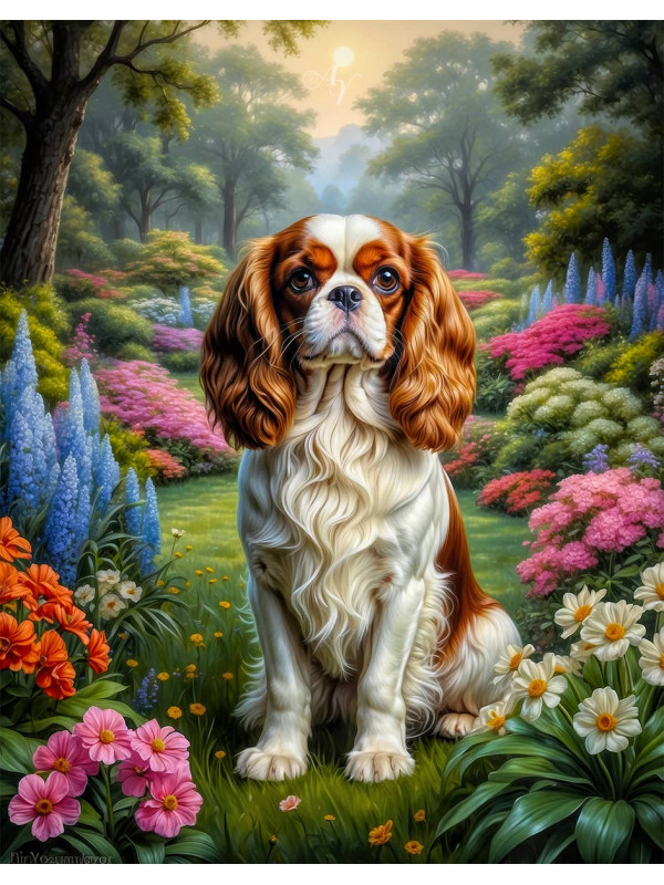 Cavalier King Charles Spaniel Dog Portrait Paintings