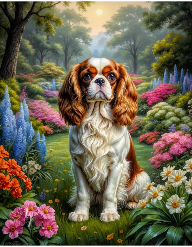 Cavalier King Charles Spaniel Dog Portrait Paintings