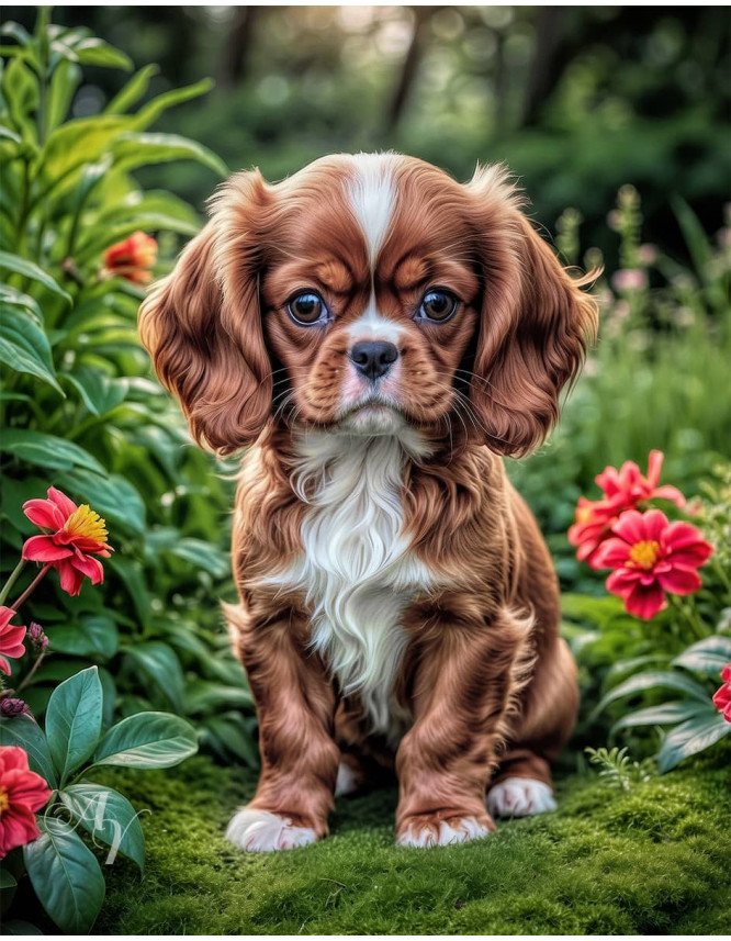 Cavalier King Charles Spaniel Puppy Portrait Paintings Cavalier King Charles Spaniel Puppy Portrait Paintings