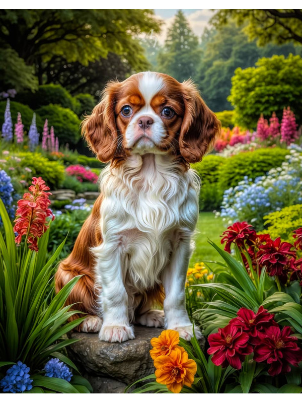 Cavalier King Charles Spaniel Puppy Portrait Paintings