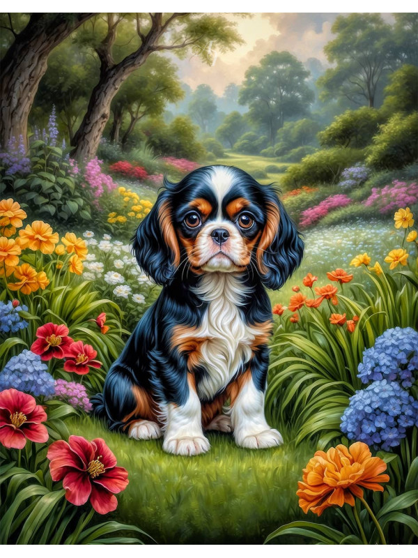 Cavalier King Charles Spaniel Puppy Portrait Paintings