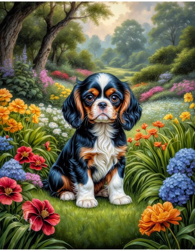 Cavalier King Charles Spaniel Puppy Portrait Paintings Cavalier King Charles Spaniel Puppy Portrait Paintings