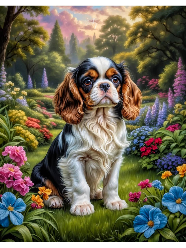 Cavalier King Charles Spaniel Puppy Portrait Paintings