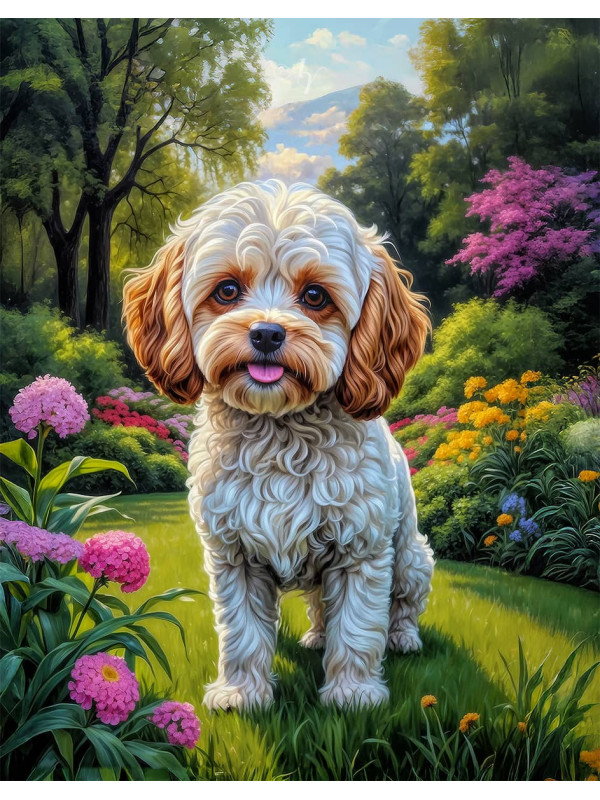 Cavapoo Dog and Puppy Portrait Paintings