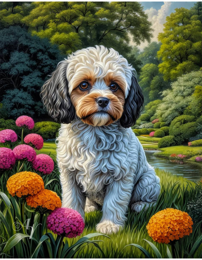 Cavapoo Dog and Puppy Portrait Paintings Cavapoo Dog and Puppy Portrait Paintings