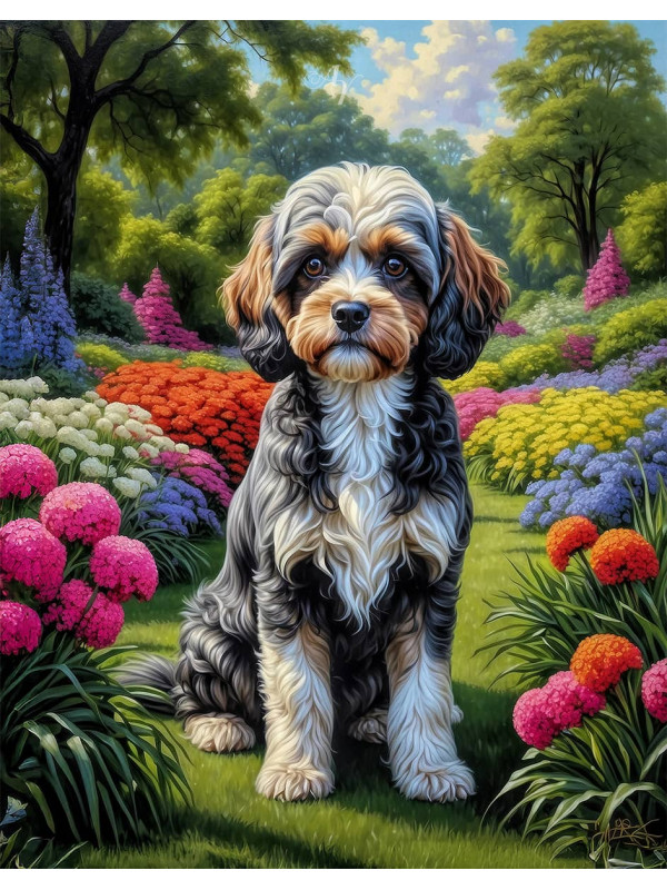 Cavapoo Dog and Puppy Portrait Paintings