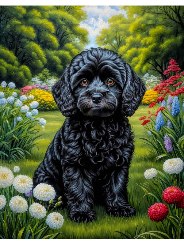 Cavapoo Dog and Puppy Portrait Paintings