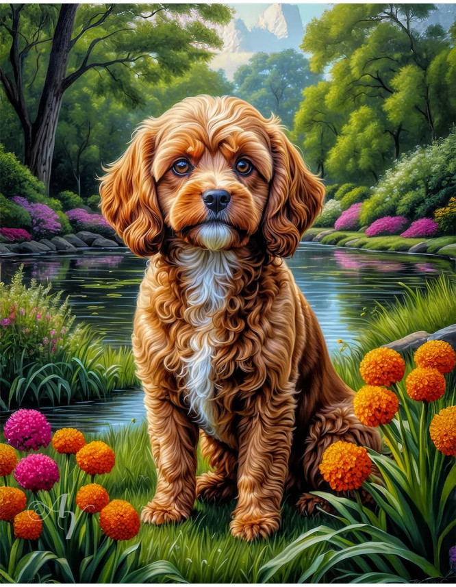 Cavapoo Dog and Puppy Portrait Paintings Cavapoo Dog and Puppy Portrait Paintings