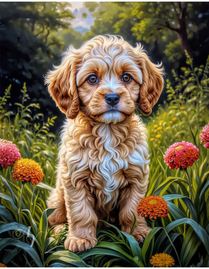 Cavapoo Dog and Puppy Portrait Paintings Cavapoo Dog and Puppy Portrait Paintings