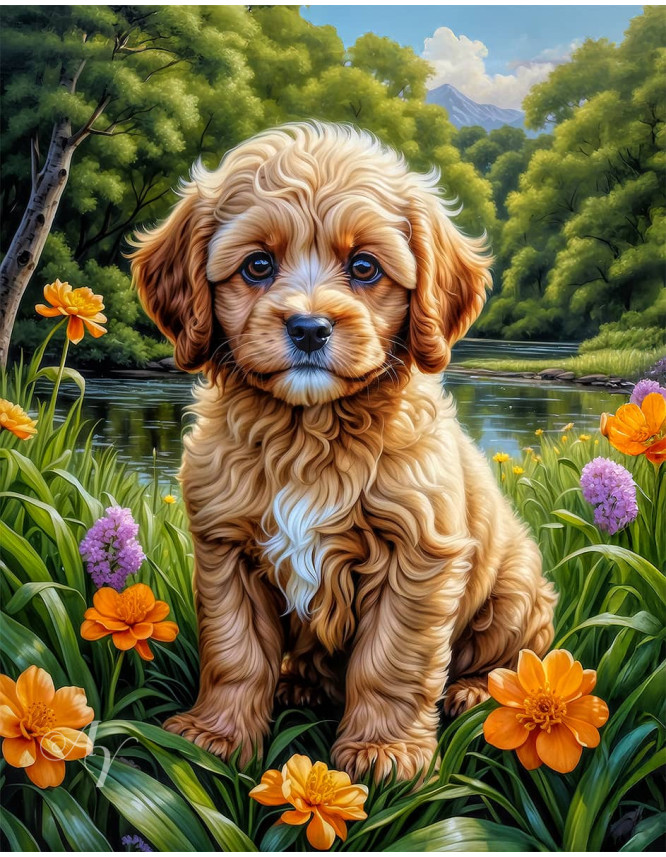 Cavapoo Dog and Puppy Portrait Paintings Cavapoo Dog and Puppy Portrait Paintings