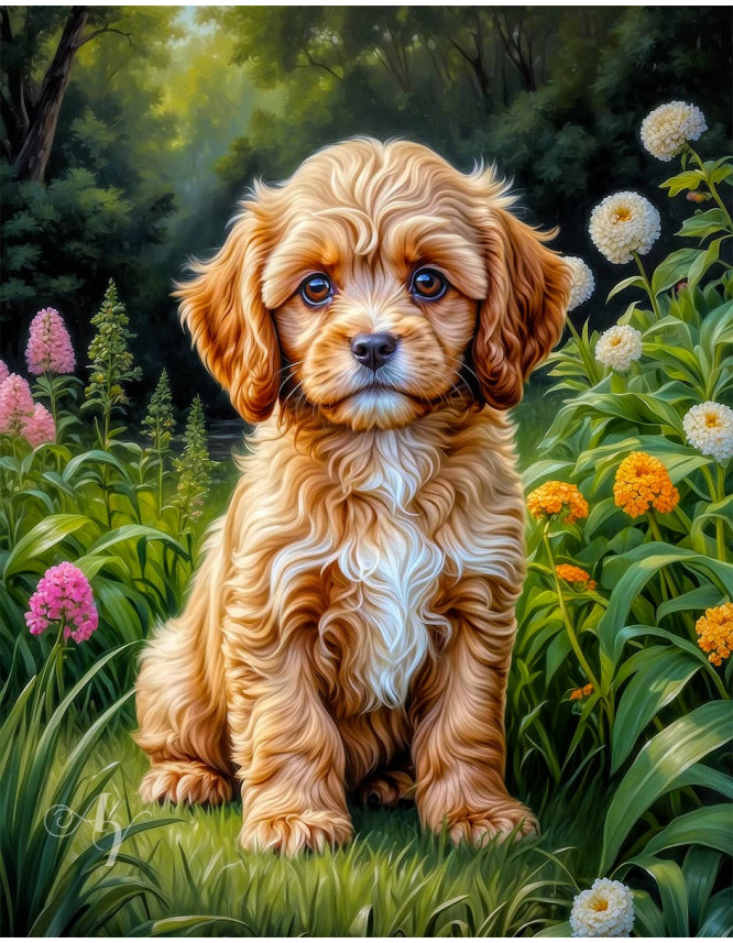 Cavapoo Dog and Puppy Portrait Paintings Cavapoo Dog and Puppy Portrait Paintings