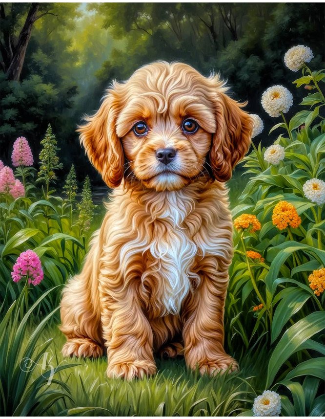 Cavapoo Dog and Puppy Portrait Paintings Cavapoo Dog and Puppy Portrait Paintings