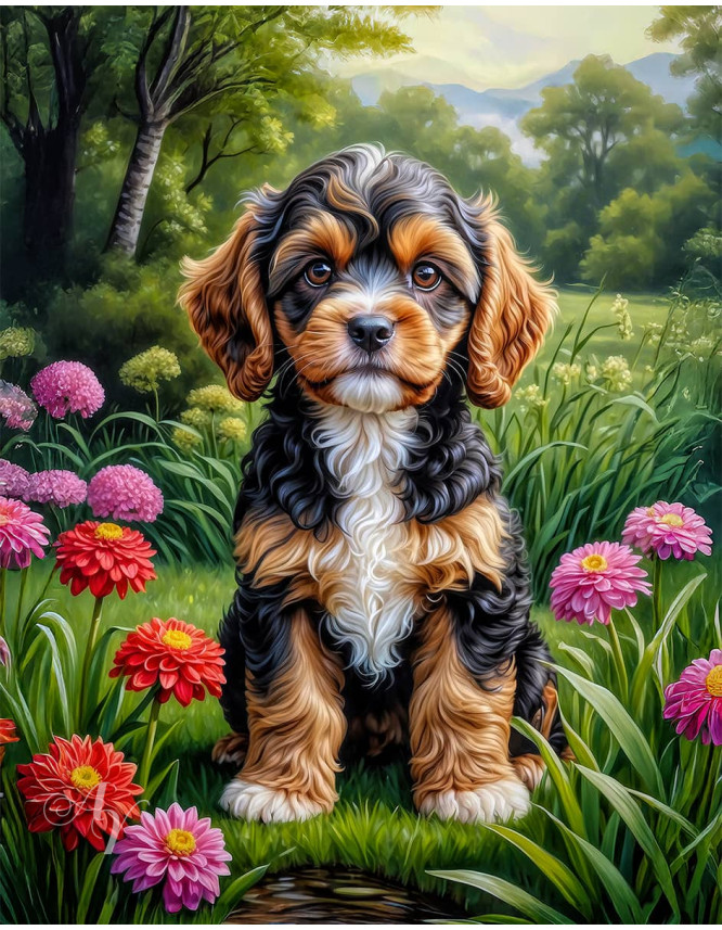 Cavapoo Dog and Puppy Portrait Paintings Cavapoo Dog and Puppy Portrait Paintings