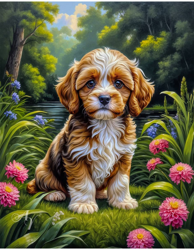 Cavapoo Dog and Puppy Portrait Paintings Cavapoo Dog and Puppy Portrait Paintings