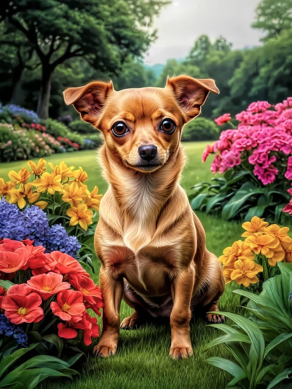 Chiweenie Dog Portrait Paintings