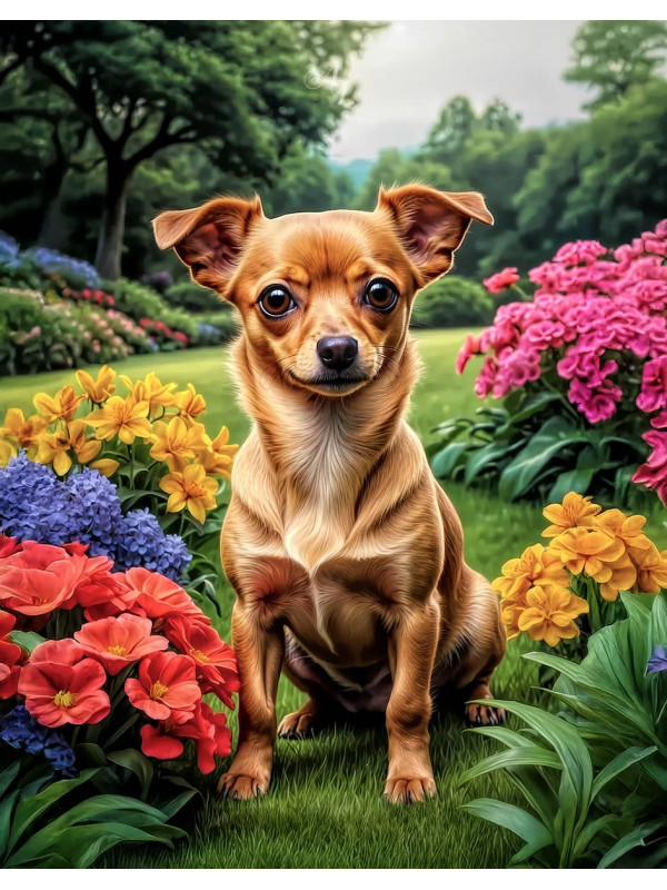 Chiweenie Dog Portrait Paintings