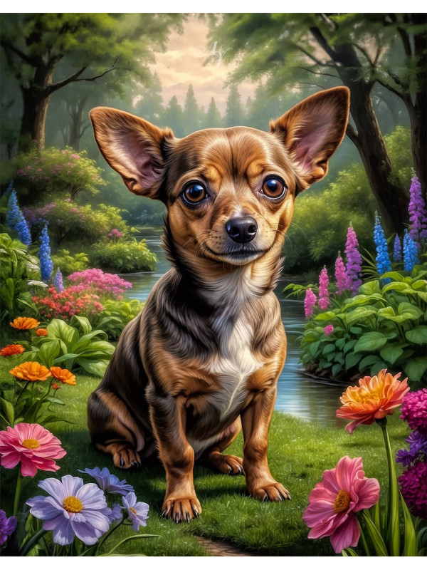 Chiweenie Dog Portrait Paintings
