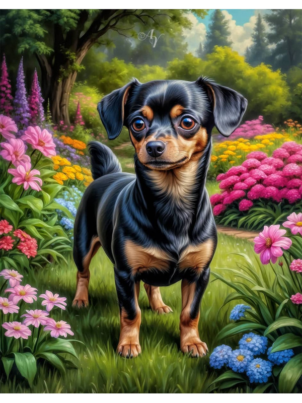 Chiweenie Dog Portrait Paintings