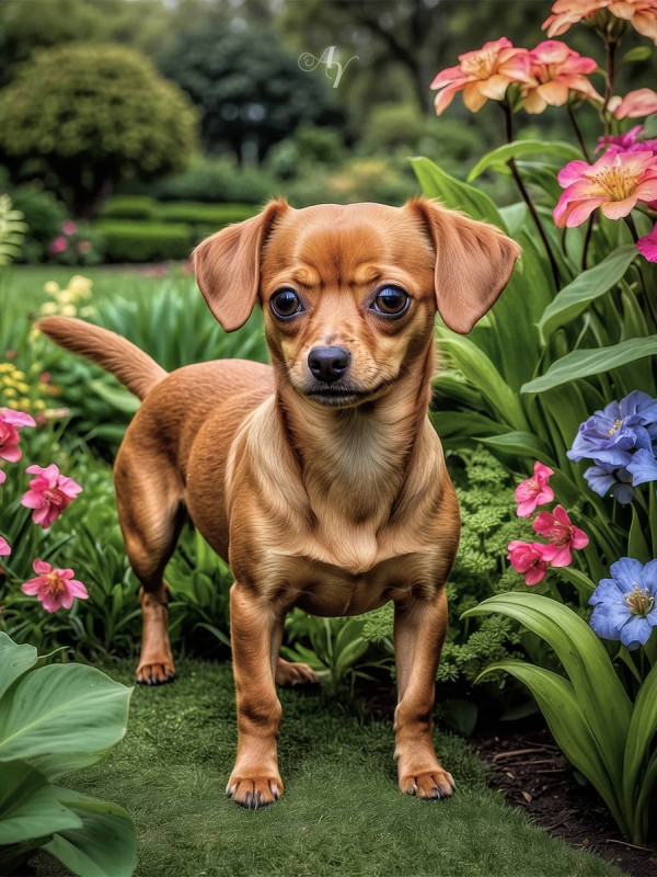 Chiweenie Dog Portrait Paintings