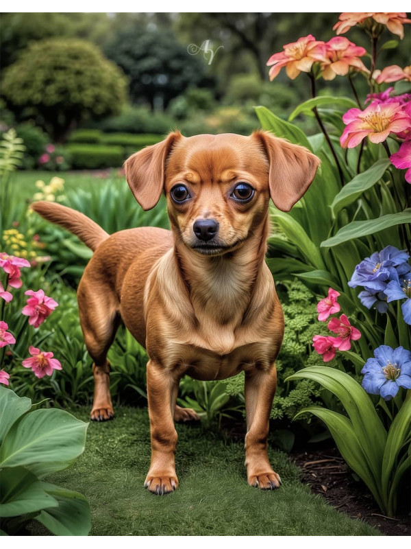 Chiweenie Dog Portrait Paintings