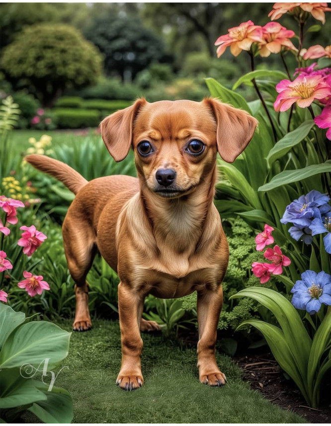 Chiweenie Dog Portrait Paintings Chiweenie Dog Portrait Paintings