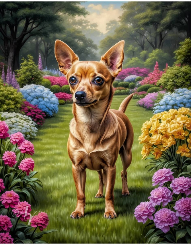 Chiweenie Dog Portrait Paintings