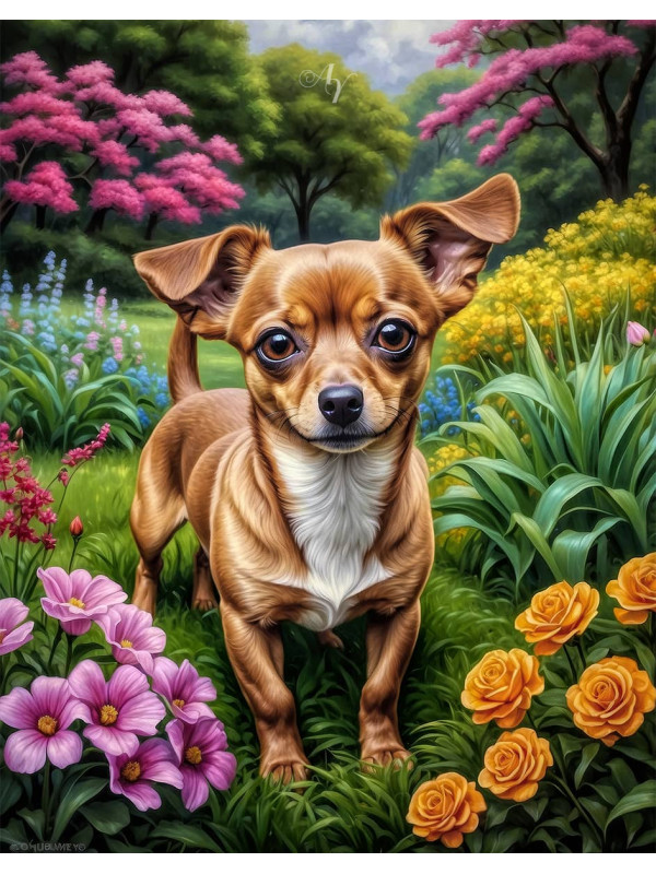 Chiweenie Dog Portrait Paintings