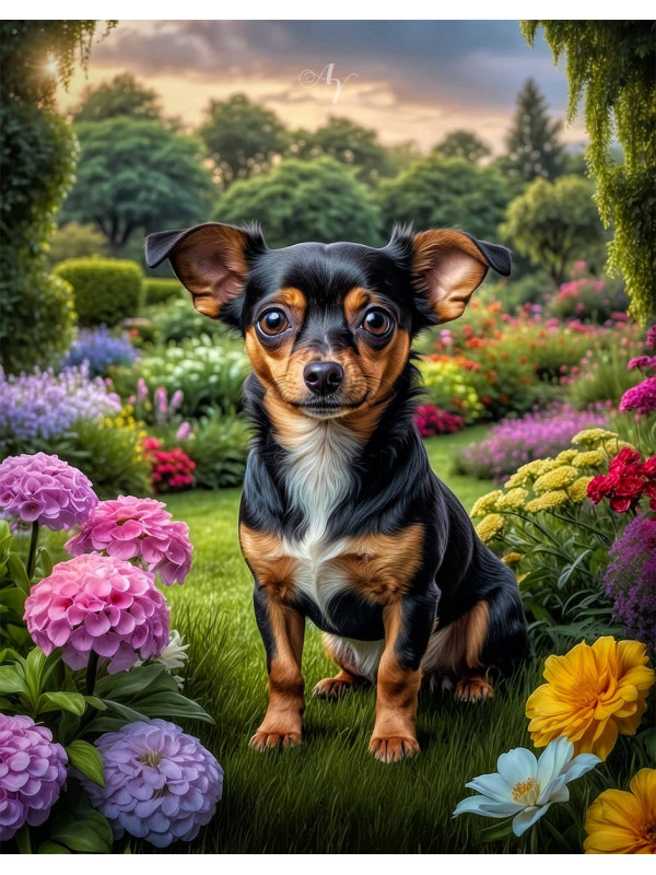 Chiweenie Dog Portrait Paintings